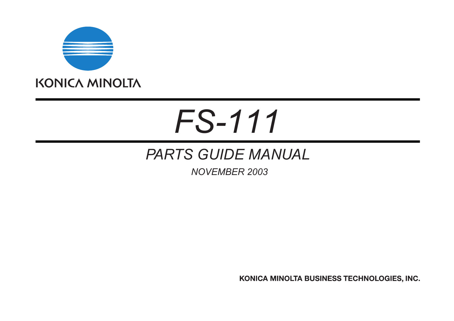 Konica-Minolta Options FS-111 Parts Manual-1
